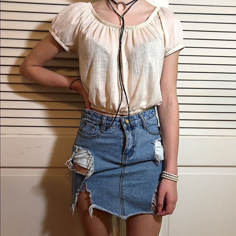 Sheer cropped blouse